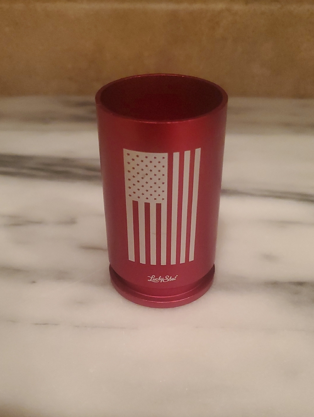 LuckyShot Red American Flag Metal Shot Glass